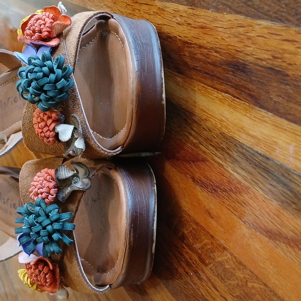 Mariella Suede 3D Multi Floral Wedge Sandal - 8 - Picture 6 of 13